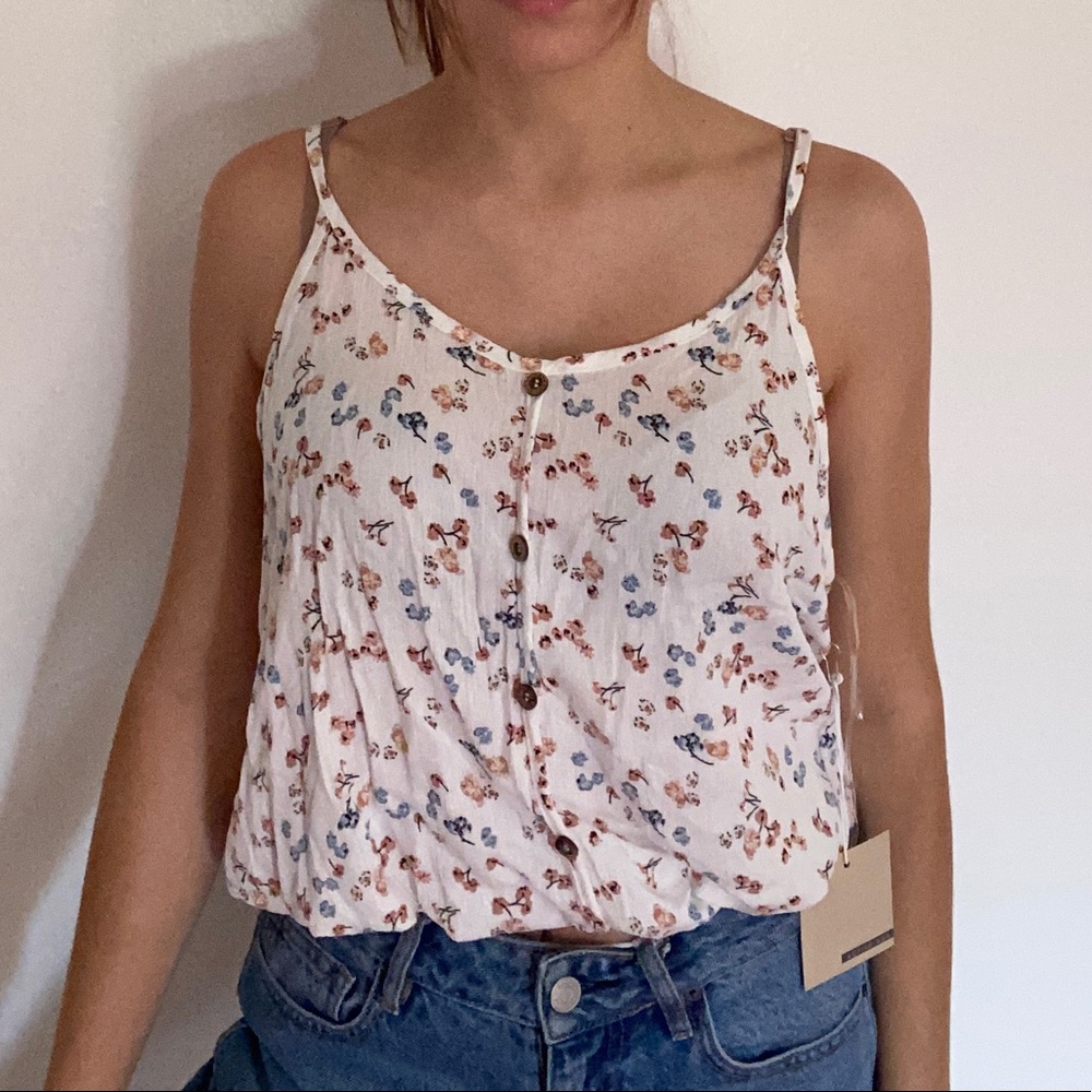 White Floral Tank Top